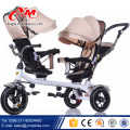 New model baby twins tricycle/cheap price tricycle two seats for baby/double kids tricycle trike with pushbar